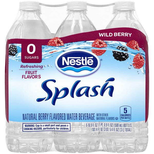 Nestle Splash Wild Berry Flavored Water 16 9 Fl Oz 6 Count Walmart